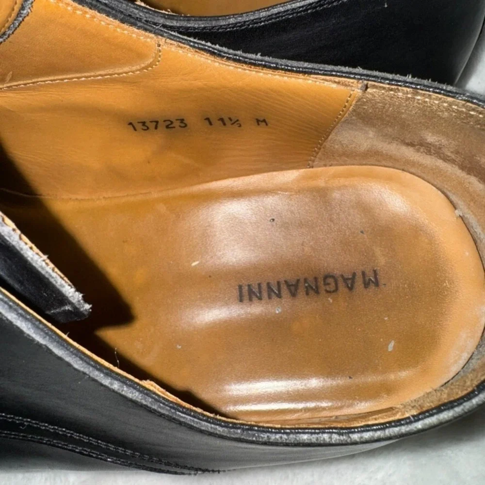Magnanni Mens Lace-up Black Leather Dress Shoes Sz 11.5 M Made in Spain